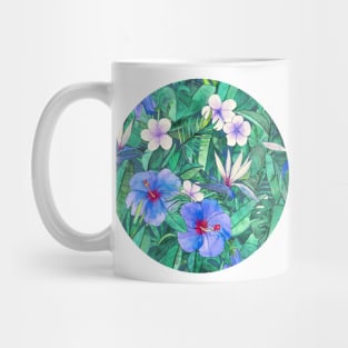 White Bird of Paradise & Blue Hibiscus Tropical Garden Mug